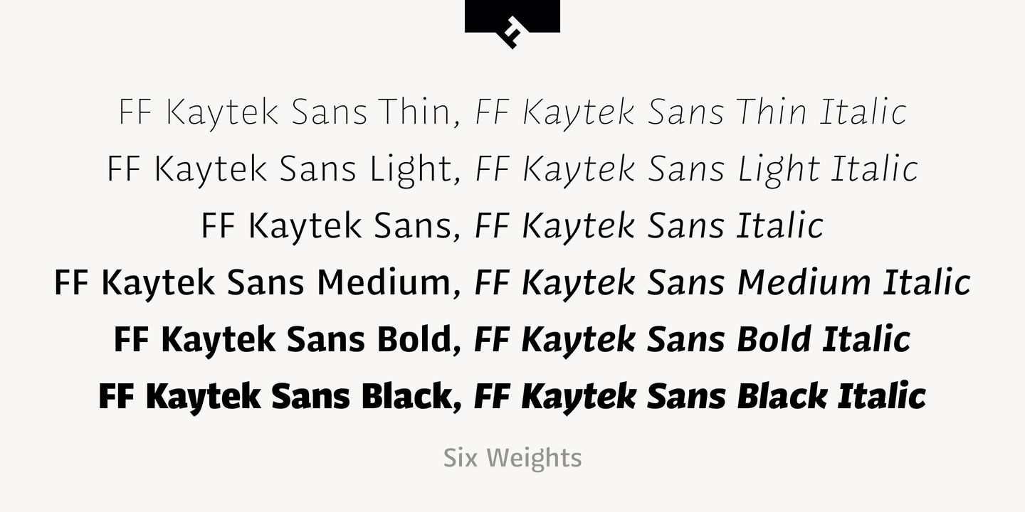 Ejemplo de fuente FF Kaytek Sans Bold Italic